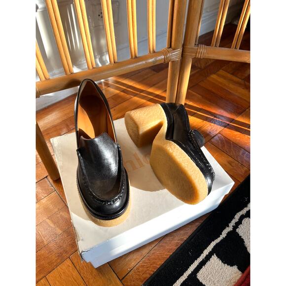 Chloé Jamie Scalloped Leather Platform Loafers - Picture 1 of 6